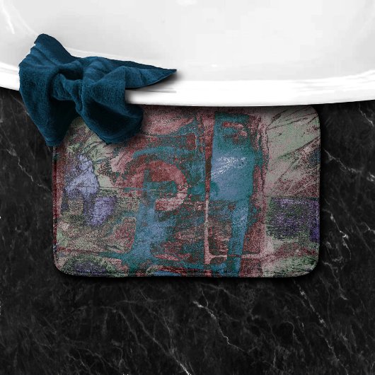 Tapis De Bain Graffiti peint Grunge | Taupe bleu rouille