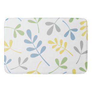 Tapis De Bain Grand Assorti Feuille bleu vert gris jaune blanc