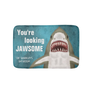 Tapis De Bain Grand calembour drôle de Jawsome de requin blanc