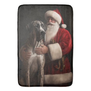 Tapis De Bain Grand Danois avec le Père Noël Festive Noël