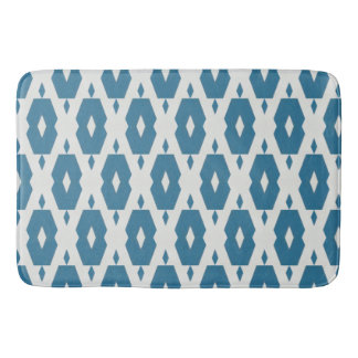 Tapis De Bain Grand Mat de bain en diamant d'Indigo géométrique