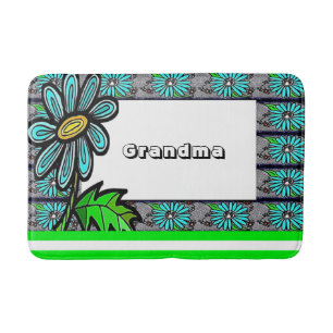 Tapis De Bain Grand-mère à rayures florales Salle de bain Mat