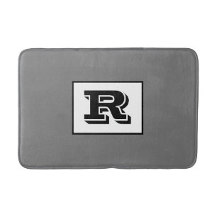 Tapis De Bain Grand Monogramme Noir Gras et Contourné, Gris