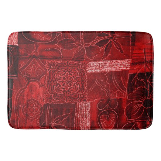 Tapis de bain Grand Rouge Floral Impression Patchw (Devant)
