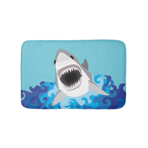 Tapis De Bain Grande bande dessinée drôle de requin blanc