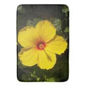 Tapis de bain grande fleur d'hibiscus jaune (devant Vertical)