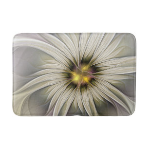 Tapis De Bain Grande Fleur d'ivoire, Abstrait Art Fractal Modern