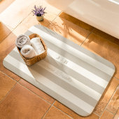 Tapis De Bain Grandes bandes beiges et blanches Nom du monogramm