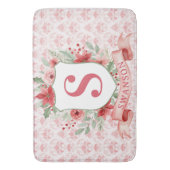 Tapis De Bain Grandmillennial Holiday Crest | Christmas Monogram (devant Vertical)