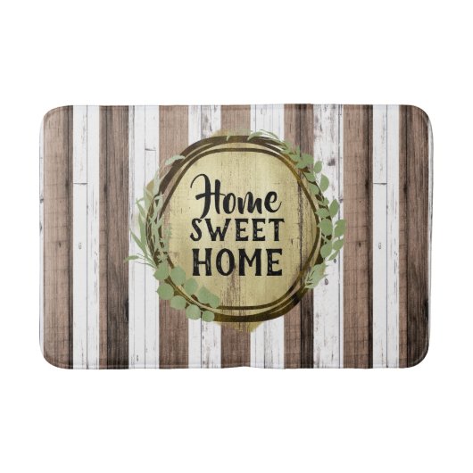 Tapis De Bain Grange en bois Brown et blanc rustique (Devant)