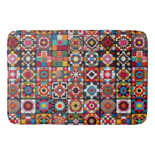 Tapis De Bain Granny Carré Crochet Motif couverture Imprimer (Devant)