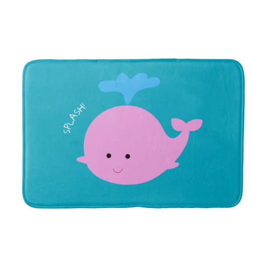 Tapis de bain graphique baleine rose (Devant)