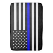 Tapis De Bain Graphique de la ligne bleue mince sur un drapeau a (devant Vertical)