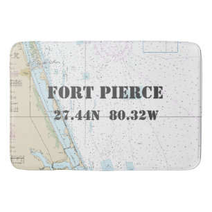 Tapis De Bain Graphique de latitude de longitude FL de Fort Pier
