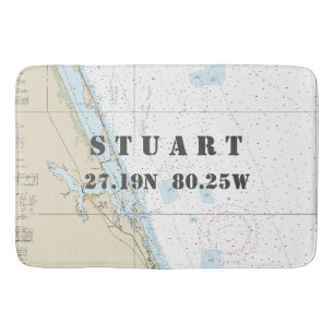 Tapis De Bain Graphique de latitude de longitude FL de stuart na