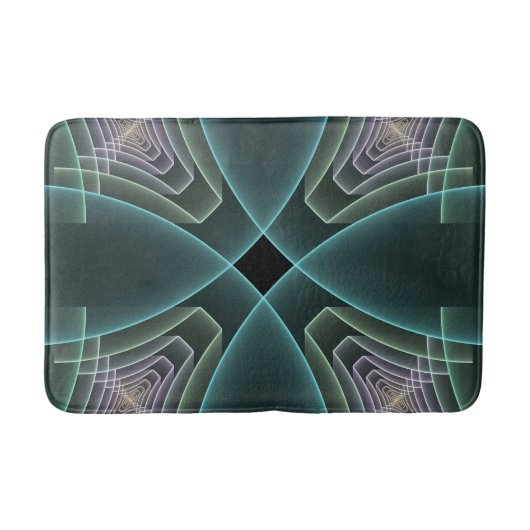 Tapis De Bain Graphique géométrique Turquoise moderne (Devant)