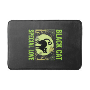 Tapis De Bain Graphisme d'amour spécial chat noir Halloween