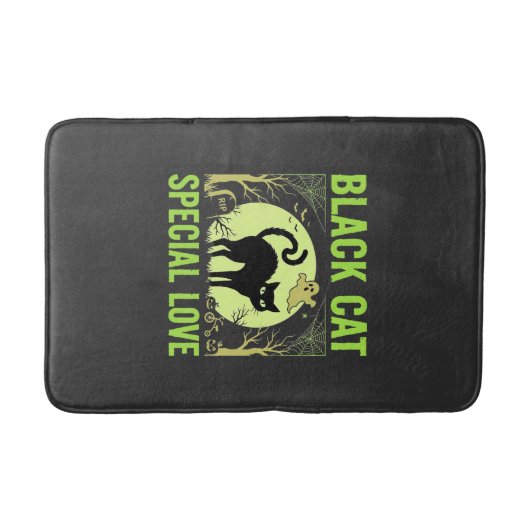 Tapis De Bain Graphisme d'amour spécial chat noir Halloween (Devant)