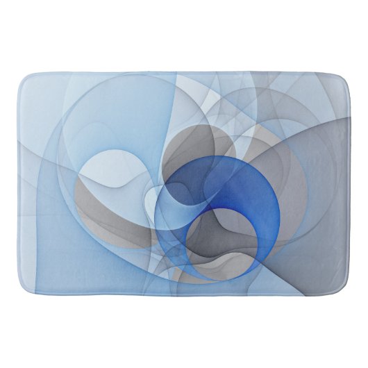 Tapis De Bain Graphisme d'art fractal abstrait bleu gris moderne (Devant)