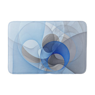 Tapis De Bain Graphisme d'art fractal abstrait bleu gris moderne