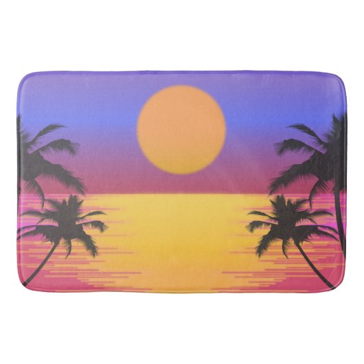 Tapis De Bain Graphisme de coucher de soleil tropical (Devant)