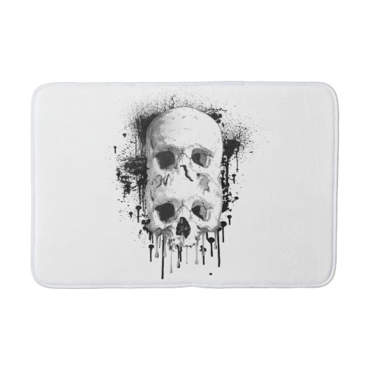 Tapis De Bain Graphisme de projection d'encre noire de crâne (Devant)