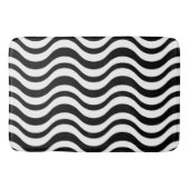 Tapis De Bain Gras Abstrait Ondulé Noir et Blanc (Devant)
