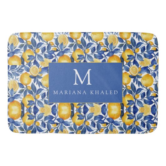 Tapis De Bain Gras Bleu Italien Positano Lemon (Devant)