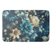 Tapis De Bain Gras en bleu et florale de crème délicate (Devant)