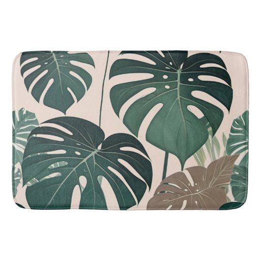 Tapis De Bain Gras Green Monstera Feuilles Tropical Jungle (Devant)