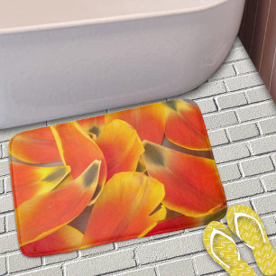 Tapis De Bain Gras Orange Tulip Pétales de fleurs Photographie