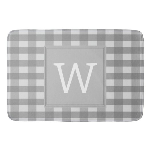 Tapis De Bain Gray Buffalo Plaid Monogram Mat (Devant)