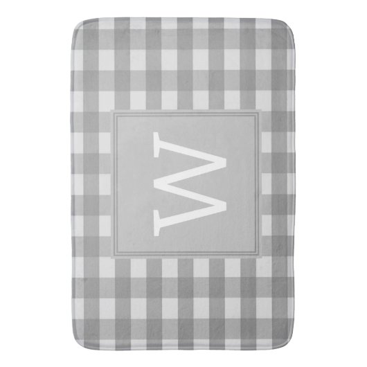 Tapis De Bain Gray Buffalo Plaid Monogram Mat (devant Vertical)