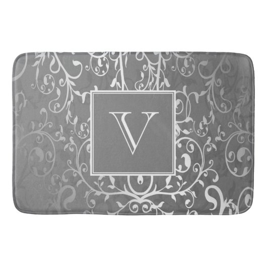 Tapis De Bain Gray Élégant Monogramme de bain Mat (Devant)