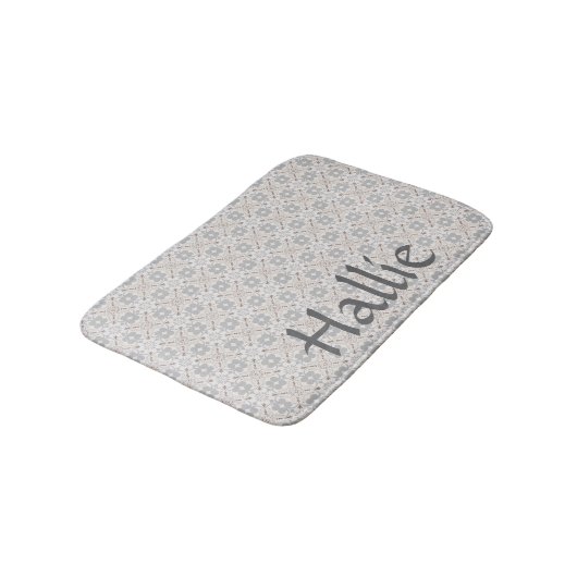 Tapis De Bain Gray Spanish Tile Pattern Absorbent Pet Mat (Angle)