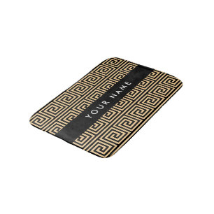 Tapis De Bain Grec Meander Key Brown, Votre Nom, Personnaliser