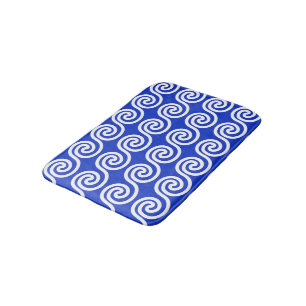Tapis De Bain Grec Meander Key Waves Motif Bleu