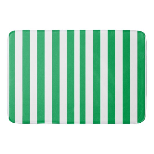 Tapis De Bain Green and White Cabana Stripes  (Devant)