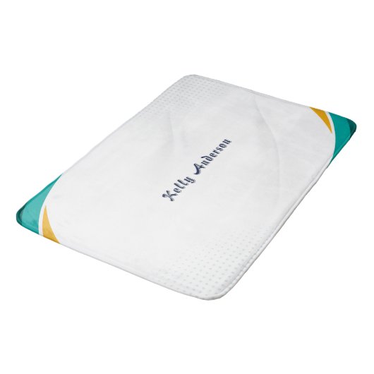 Tapis De Bain Green and Yellow Modern Pattern with Custom Sign (Angle)