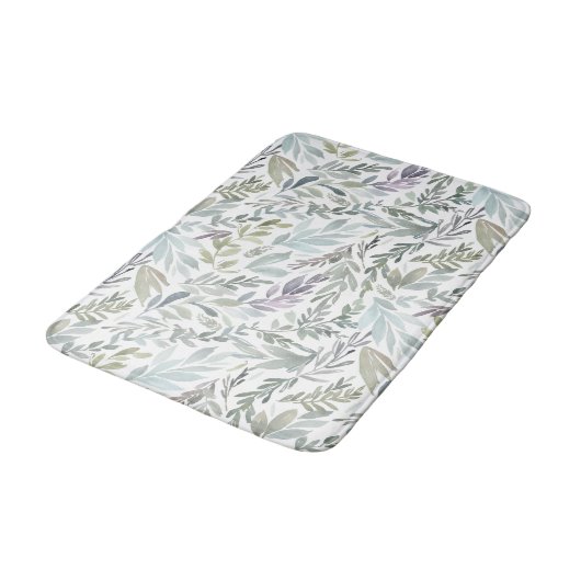 Tapis De Bain Green Blue Botanical Watercolor (Angle)