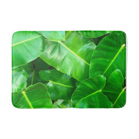 Tapis De Bain Green feuille Palm Leaf feuillage tropical jungle (Devant)