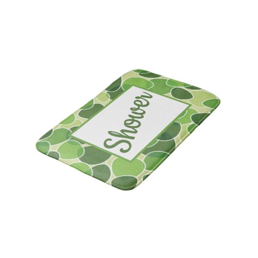Tapis De Bain Green Retro-Style Ovals Customizable (Angle)