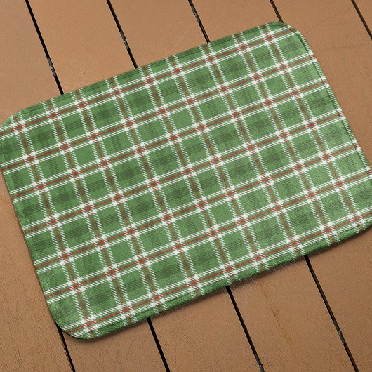 Tapis De Bain Green Rustic Plaid Motif Holiday