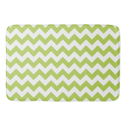 Tapis De Bain Green Zigzag, Green Chevron, Motif géométrique (Devant)