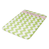 Tapis De Bain Green Zigzag, Green Chevron, Votre Nom (Angle)