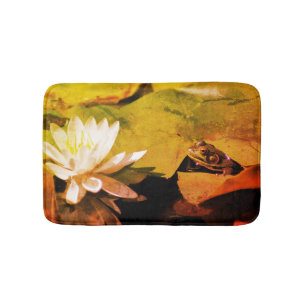 Tapis De Bain Grenouille Admirant De L'Eau Lily Abstraite Distre