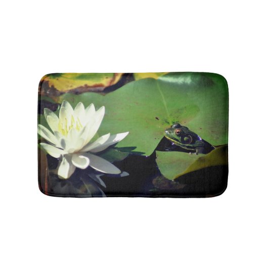 Tapis De Bain Grenouille Admirant L'Eau Lily Lotus Fleur (Devant)