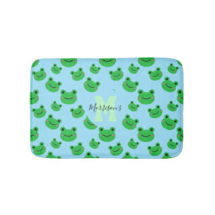 Tapis De Bain Grenouille motif monogramme faune bébé bleu