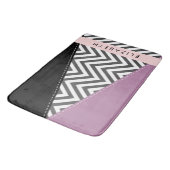 Tapis De Bain Grey Zigzag, Grey Chevron, Purple, Votre Nom (Angle)