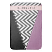 Tapis De Bain Grey Zigzag, Grey Chevron, Purple, Votre Nom (devant Vertical)